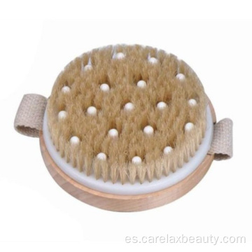 Cepillo de ducha exfoliante de masaje de baños de madera trasera